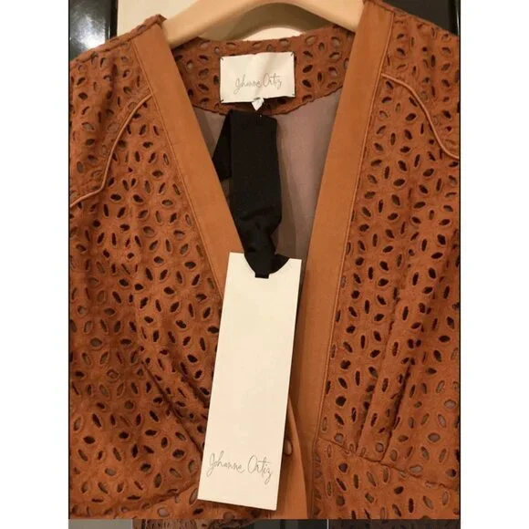 JOHANNA ORTIZ Magical Discipline Burnt Orange Eyelet Cotton Dress Size US 2 NWT - Picture 6 of 12